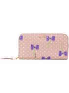 Miu Miu Bow Print Continental Wallet - Pink & Purple