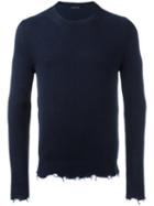 Etro Frayed Edge Sweatshirt, Men's, Size: Medium, Blue, Cotton