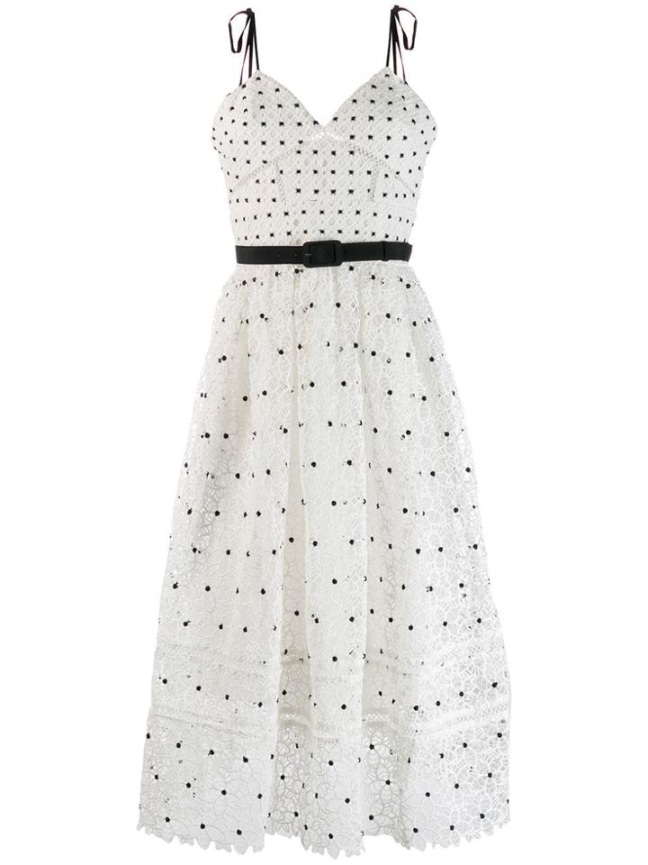 Self-portrait Polka-dot Midi Dress - White