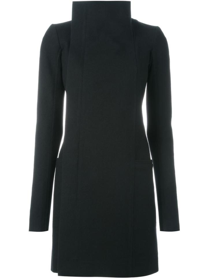 Rick Owens Funnel Neck Coat, Women's, Size: 44, Black, Cotton/cupro/virgin Wool