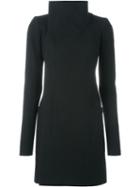 Rick Owens Funnel Neck Coat, Women's, Size: 44, Black, Cotton/cupro/virgin Wool