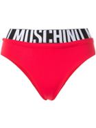 Moschino Logo Branded Bikini Bottoms - Red