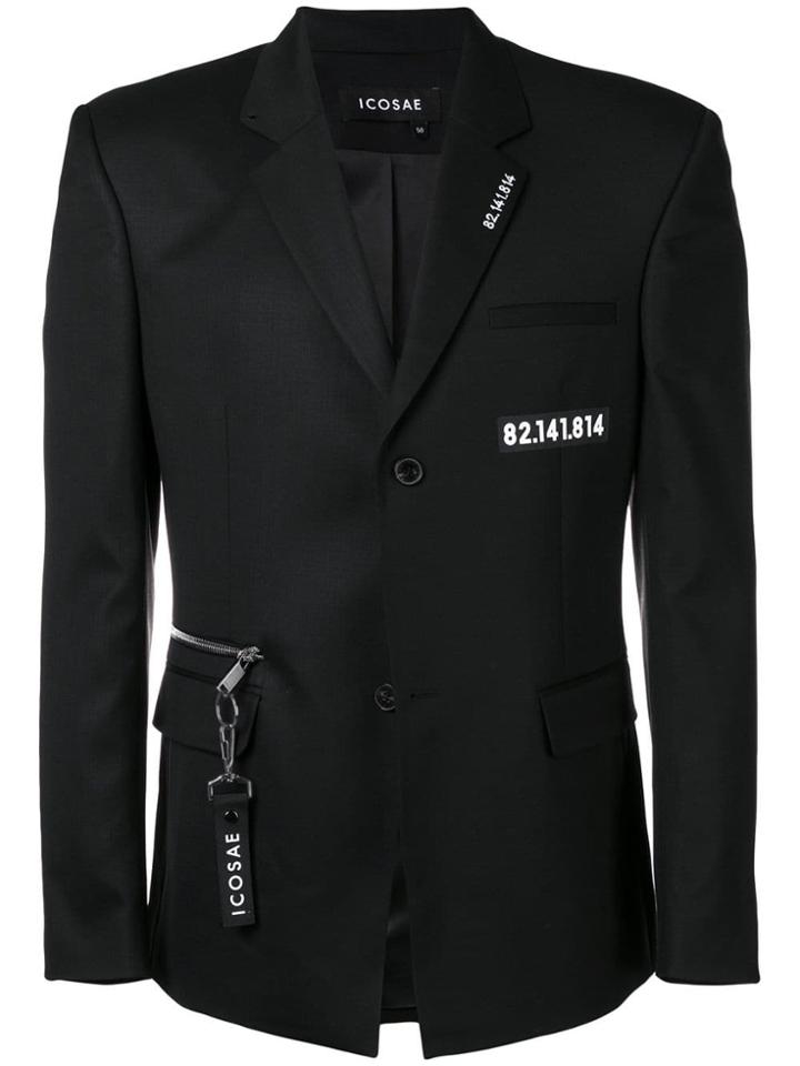 Icosae Number Printed Blazer - Black