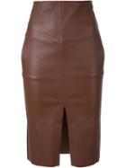 Scanlan Theodore Stretch Leather Pocket Skirt, Women's, Size: 8, Brown, Calf Leather