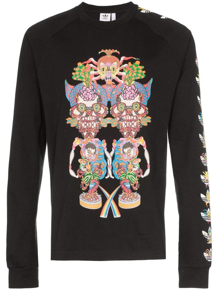 Adidas Tanaami Graphic Print Long-sleeved Cotton T-shirt - Black