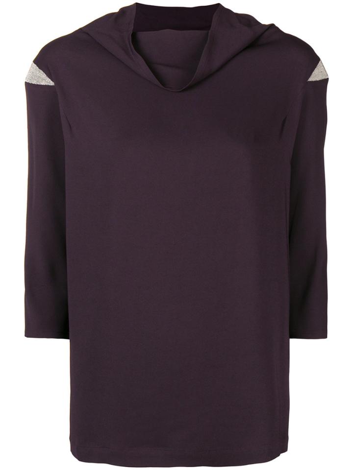 Fabiana Filippi Foldover Neck Blouse - Pink & Purple