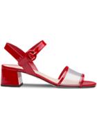 Prada Plexiglas And Patent Leather Sandals - Red