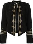 Saint Laurent Military Style Blazer, Women's, Size: 36, Black, Goat Skin/silk