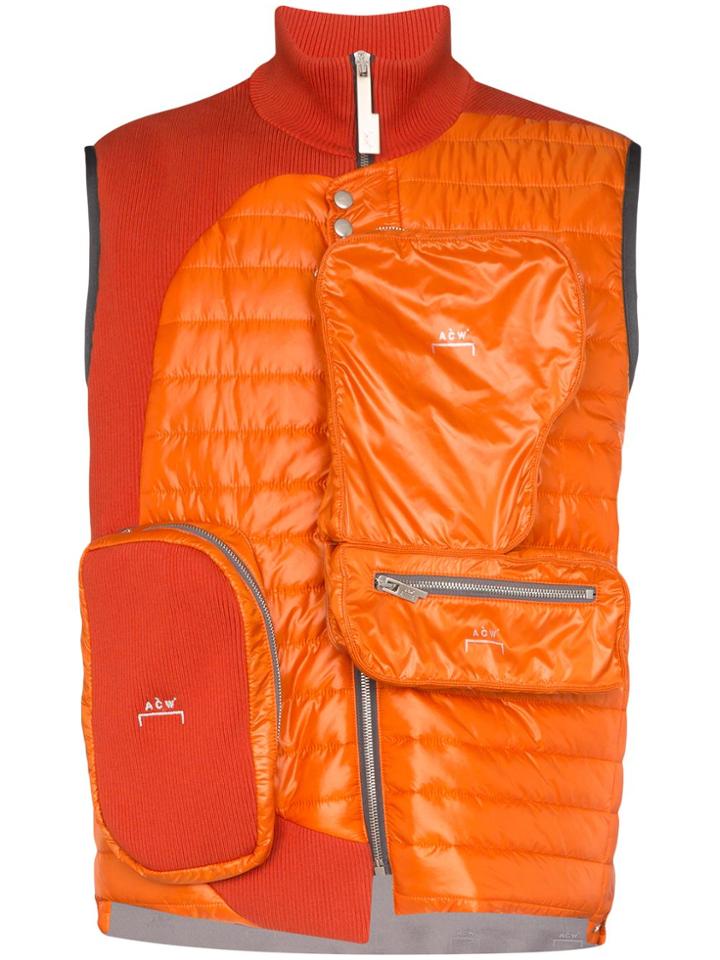 A-cold-wall* Panelled Multi-pocket Gilet - Orange