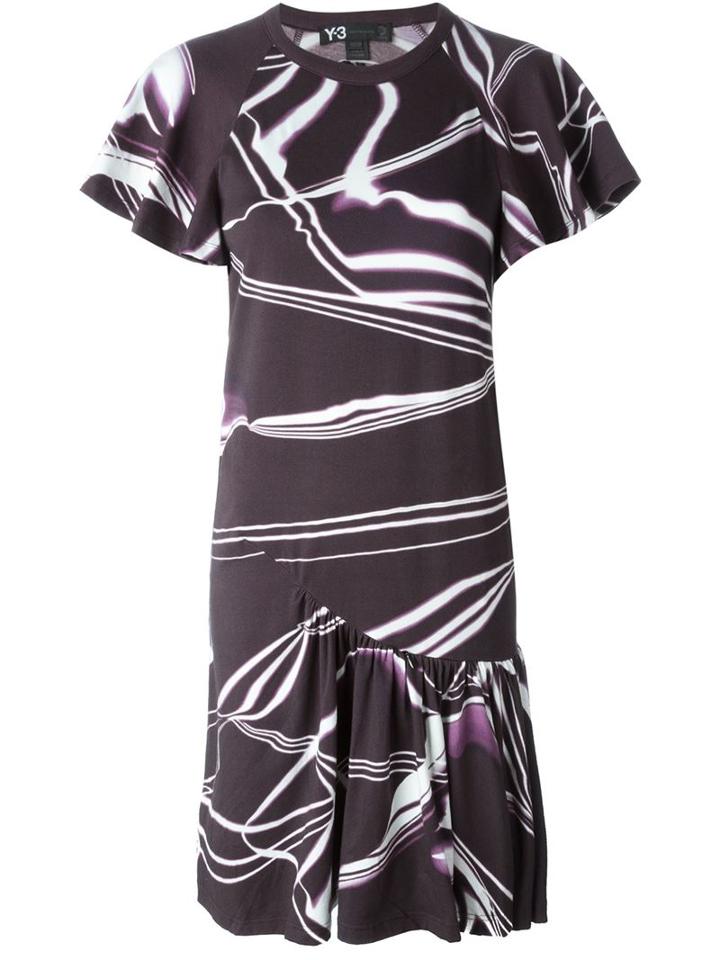 Y-3 Light Print Drop Waist Pleated Dress, Women's, Size: Xs, Black, Cotton/spandex/elastane