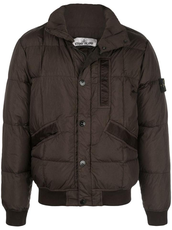 Stone Island Logo Puffer Jacket - Black