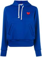 Comme Des Garçons Play Heart Patch Hoodie, Women's, Size: Large, Blue, Polyester