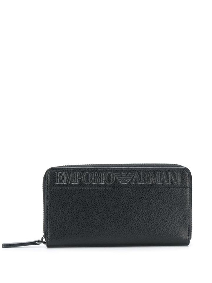 Emporio Armani Embossed Logo Zip-around Wallet - Black