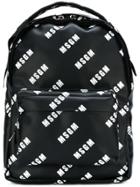 Msgm Branded Backpack - Black