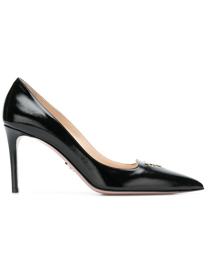 Prada Saffiano Logo Pumps - Black