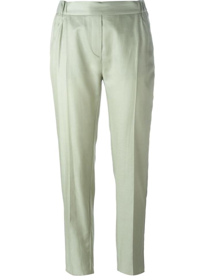 Mm6 Maison Margiela Slim Fit Trousers, Women's, Size: 40, Green, Cotton/cupro/viscose