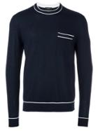 Joseph Contrast Trim Jumper, Men's, Size: Medium, Blue, Merino