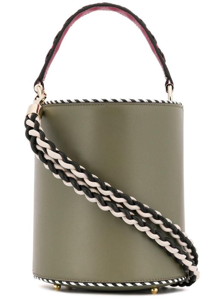 Les Petits Joueurs Braided Strap Bucket Bag - Green