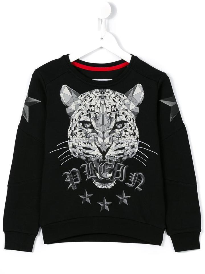 Philipp Plein Kids Tiger Print Sweatshirt, Boy's, Size: 8 Yrs, Black