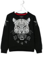 Philipp Plein Kids Tiger Print Sweatshirt, Boy's, Size: 8 Yrs, Black