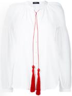 Wandering Contrast Fringed Blouse - White