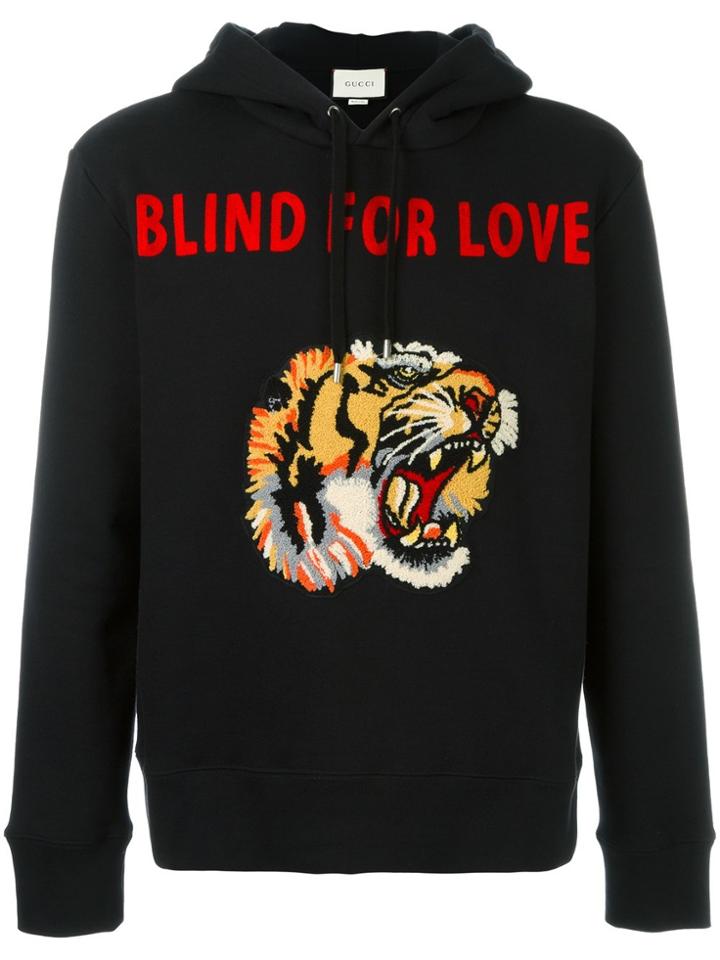 Gucci Tiger Applique Hoodie - Black