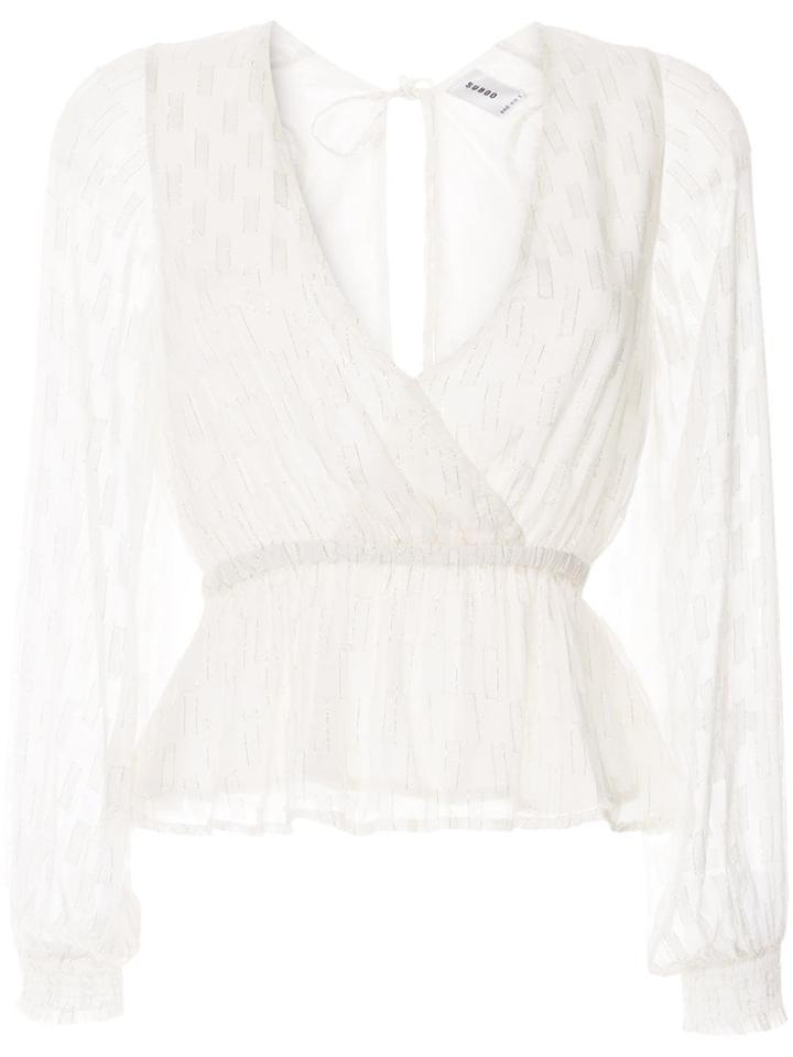 Suboo Lurex Wrap Front Blouse - White