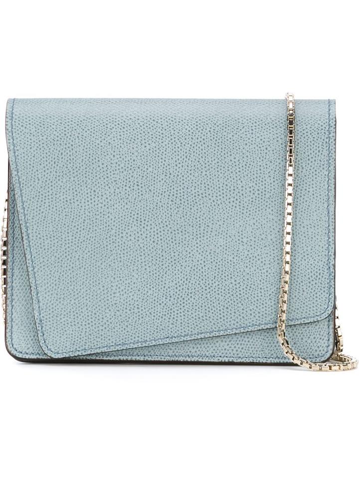 Valextra Asymmetric Flap Crossbody Bag, Women's, Green, Leather