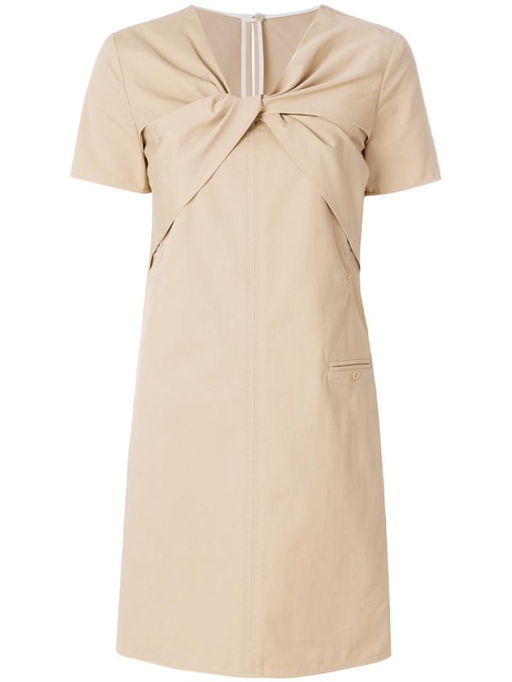 Carven Twist Neck Poplin Dress - Nude & Neutrals