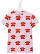 10x10 An Italian Theory Kids Telephone Print T-shirt, Girl's, Size: 14 Yrs, Pink/purple