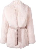 Drome Belted Coat, Women's, Size: Medium, Pink/purple, Lamb Fur/lamb Skin/acetate/viscose