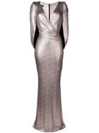 Talbot Runhof Copper Foil Jersey Dress - Metallic