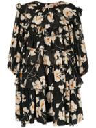 Nº21 Floral Ruffle Mini Dress - Black