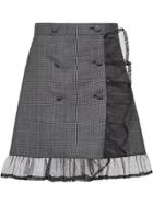 Miu Miu Houndstooth A-line Skirt - Grey