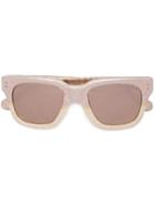 Linda Farrow D-frame Sunglasses, Adult Unisex, Grey, Acetate/snake Skin