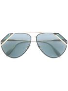 Alexander Mcqueen Eyewear Cut Lense Aviator Sunglasses - Metallic