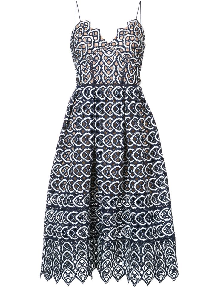 Self-portrait Embroidered Flared Midi Dress - Multicolour