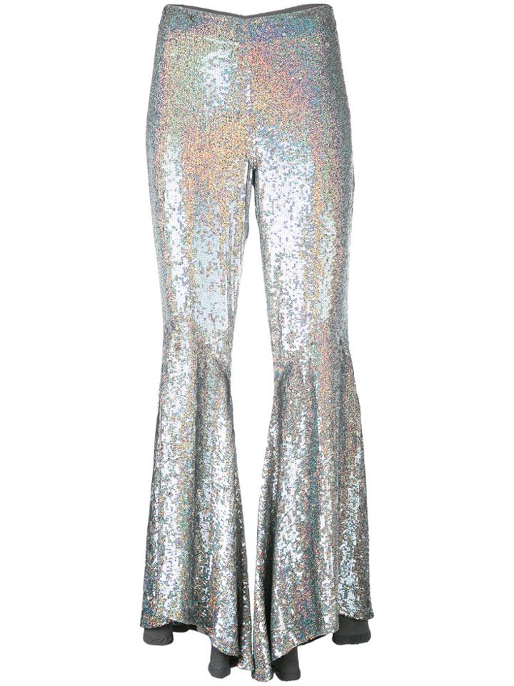 Ashish Sequin Asymmetric Flares - Metallic