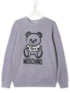 Moschino Kids Teen Teddy Print Sweater - Grey