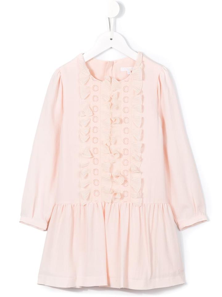 Chloé Kids Ruffled Bib Dress, Girl's, Size: 8 Yrs, Pink/purple