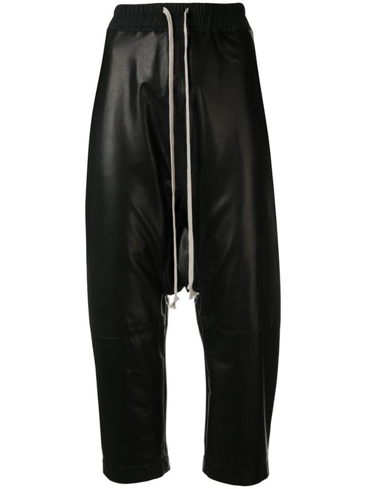 Rick Owens Cropped Leather Trousers - Brown