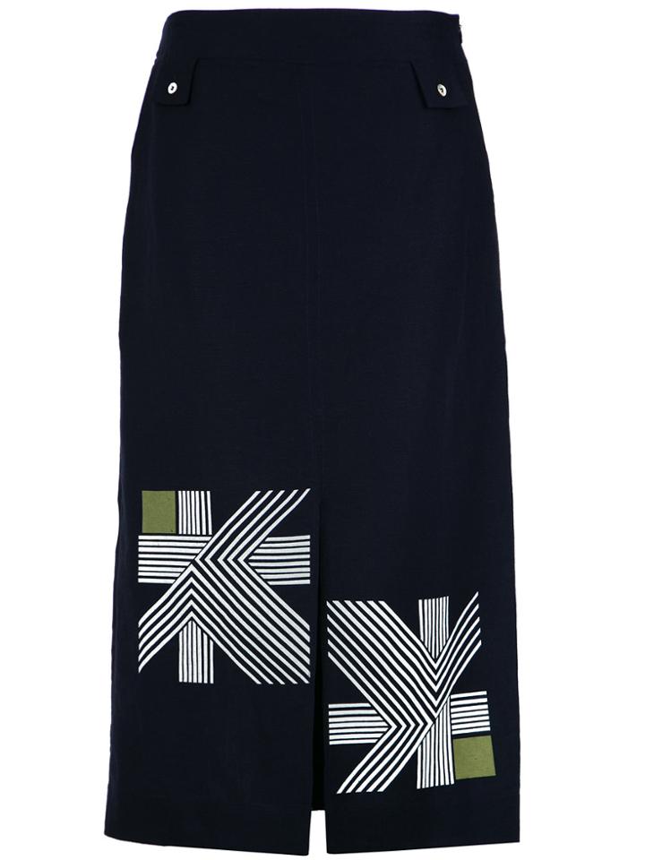 Alcaçuz Printed Midi Skirt - Blue