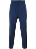 Vivienne Westwood Man Striped Lateral Cropped Trousers, Men's, Size: 46, Blue, Virgin Wool/viscose