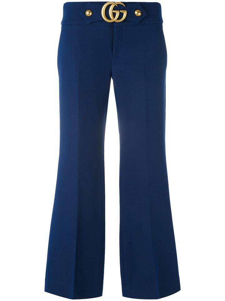 Gucci - Cropped Trousers - Women - Silk/polyester/viscose/wool - 42, Blue, Silk/polyester/viscose/wool