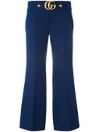 Gucci - Cropped Trousers - Women - Silk/polyester/viscose/wool - 42, Blue, Silk/polyester/viscose/wool
