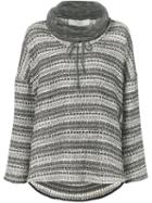 Thakoon Addition Striped Pattern Oversized Sweater, Women's, Size: 4, Black, Cotton/polycarbonite/acrylic
