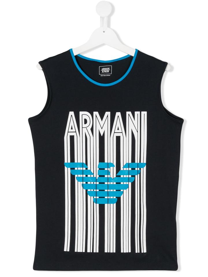Armani Junior Logo Print Tank Top - Blue