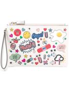 Anya Hindmarch All Over Wink Stickers Clutch, Women's, White, Leather