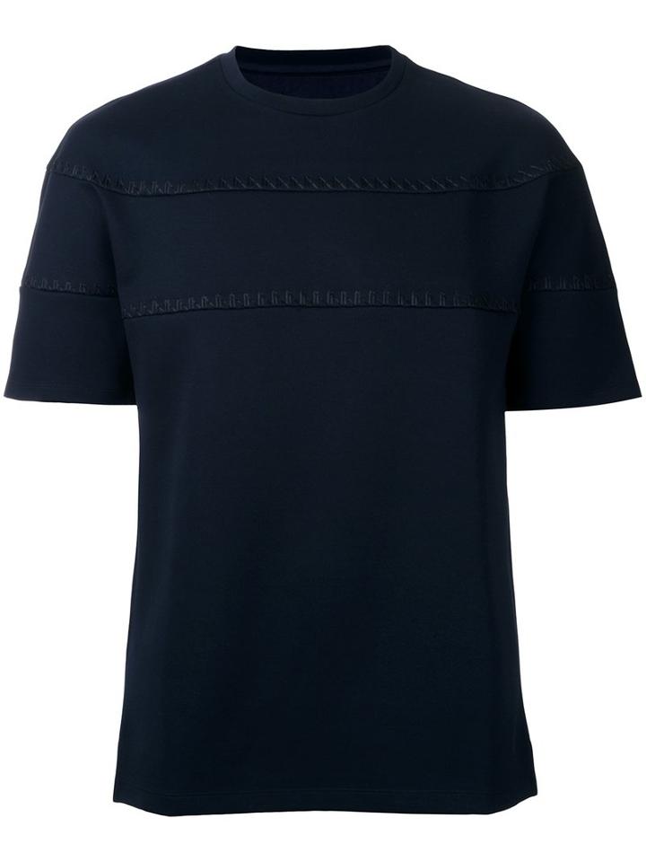 Wooyoungmi Stitching Detail T-shirt, Men's, Size: 46, Blue, Cotton/polyester
