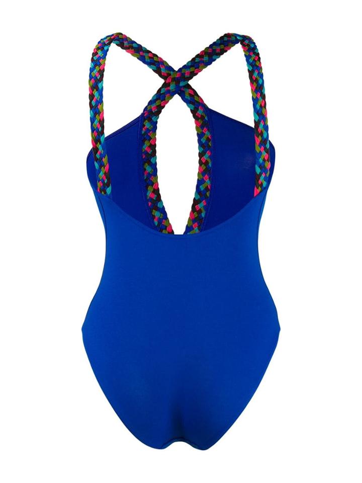 Eres Woven Trim Swimsuit - Blue